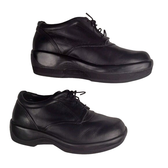 APEX B2000W Womens Black Leather Ambulator Shoes Size 6.5 W Comfort Diabetic - Picture 3 of 9